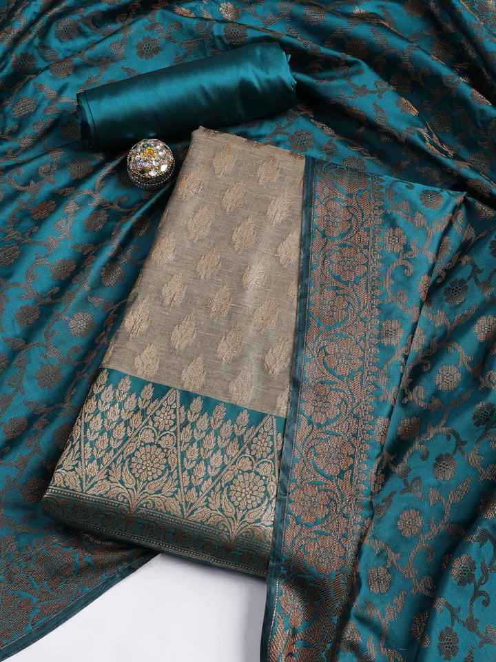 Woven Chanderi Unstitched Suit With Dupatta