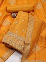 Woven Art Silk Unstitched Suit Piece With Dupatta