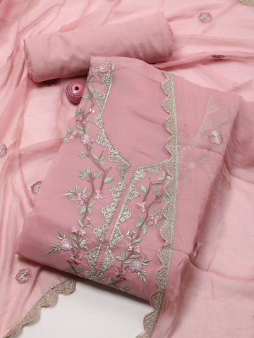 Embroidery Organza Unstitched Suit Material Dupatta