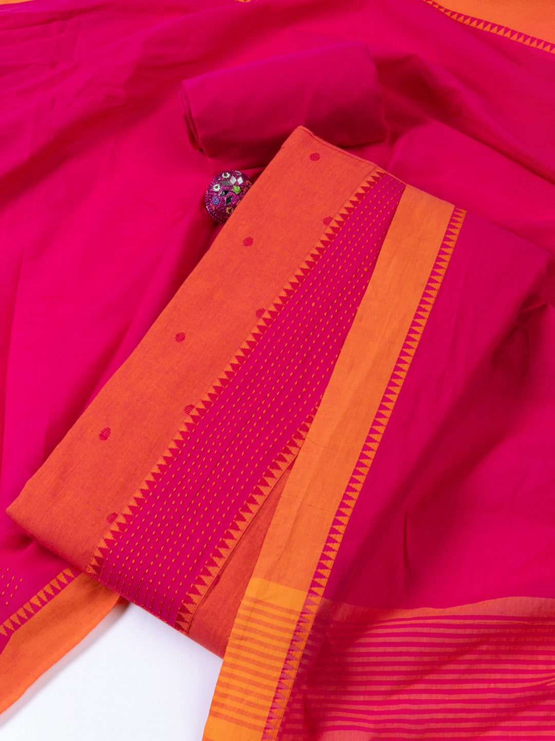 Plain Cotton Blend Unstitched Suit Piece With Dupatta