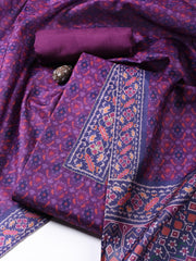 Printed Chanderi Unstitched Suit With Dupatta