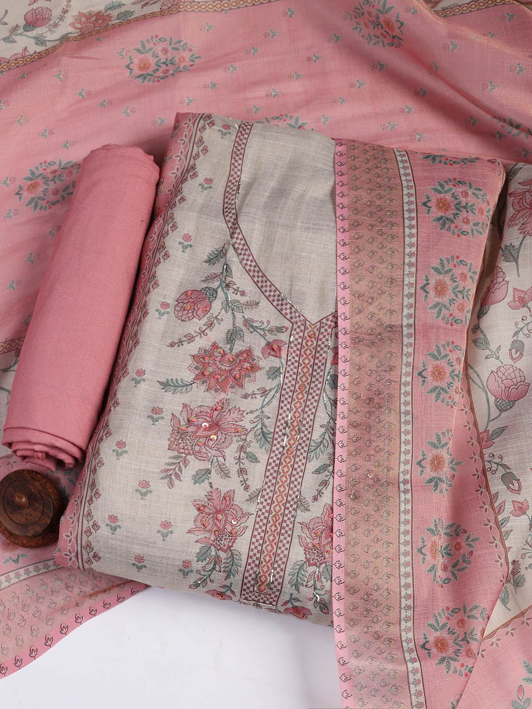 Printed Tissue Unstitched Suit Piece With Dupatta