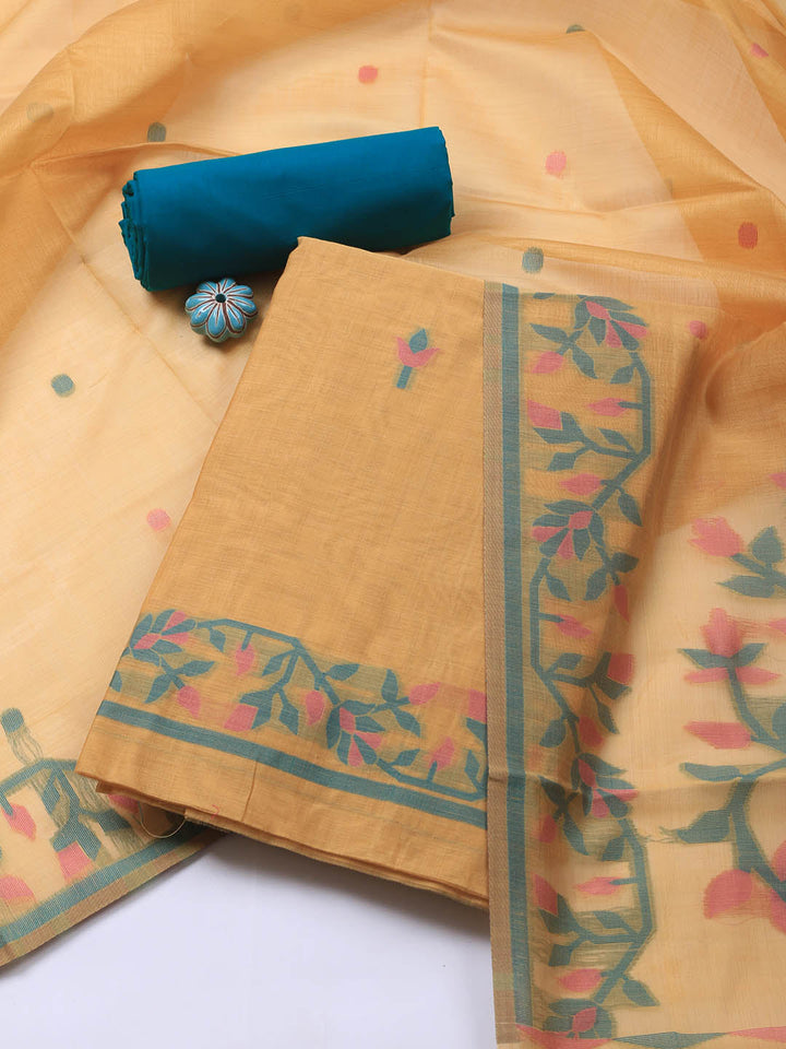 Jamdani Chanderi Unstitched Suit Piece With Dupatta
