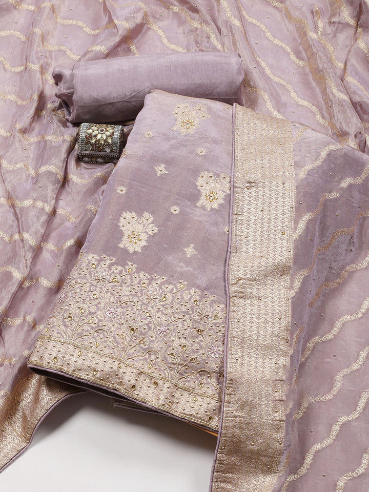 Woven Tissue Unstitched Suit Piece With Dupatta