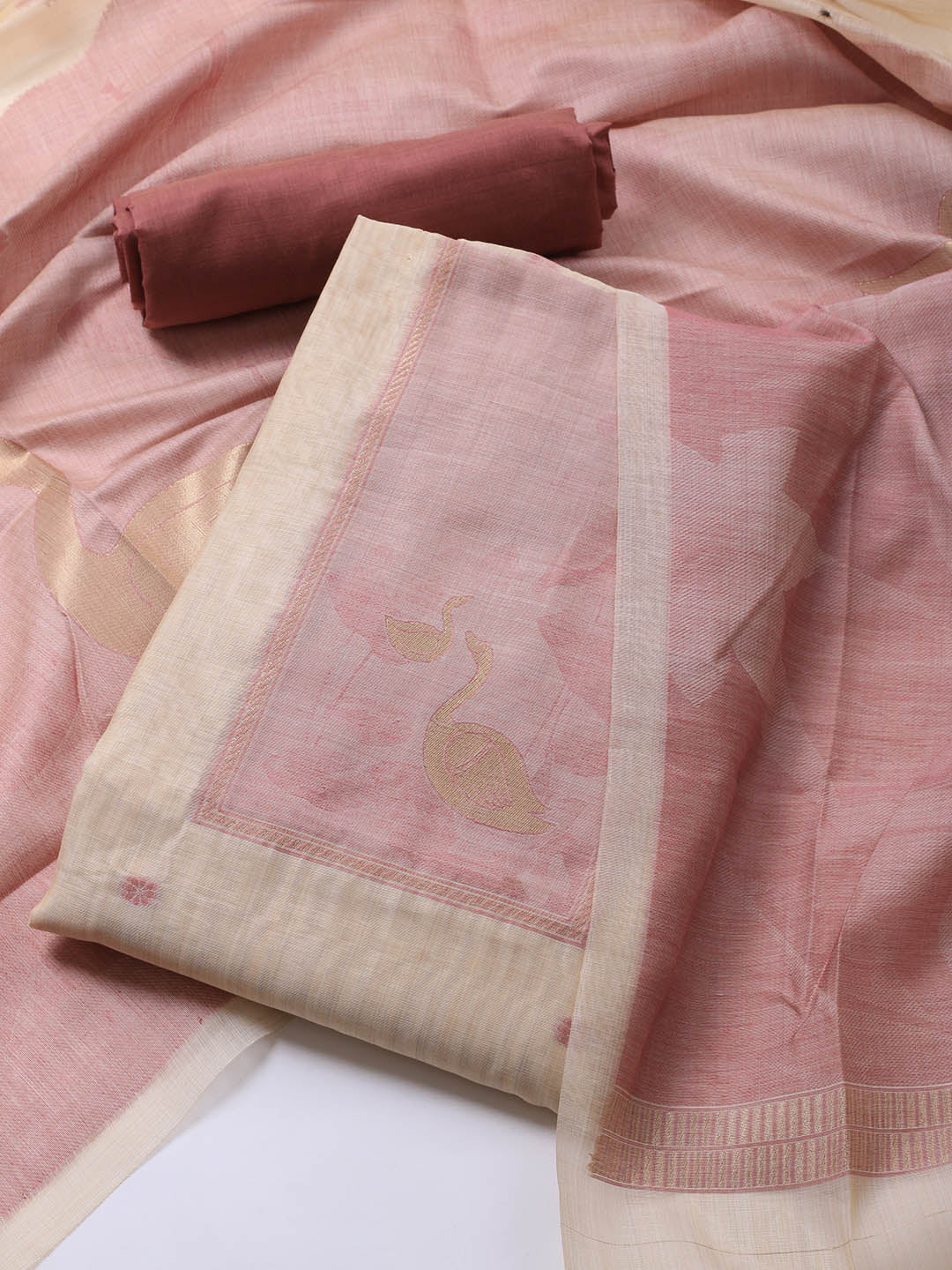 Jamdhani Chanderi Unstitched Suit Piece With Dupatta