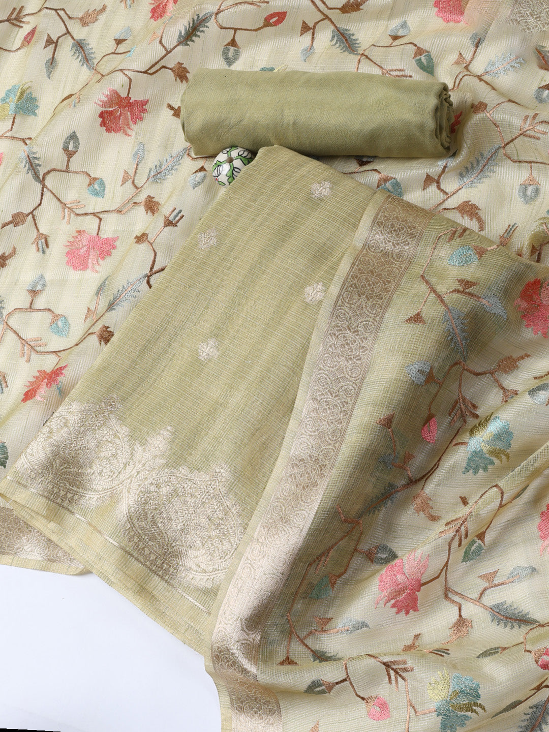 Woven Tissue Unstitched Suit With Dupatta