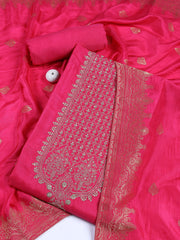 Woven Chanderi Unstitched Suit Piece With Dupatta