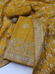 Woven Art Silk Unstitched Suit Piece With Dupatta