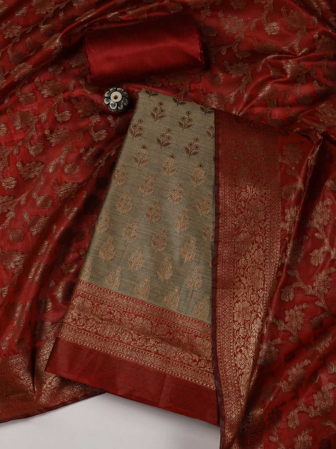 Banarasi Chanderi Unstitched Suit With Dupatta