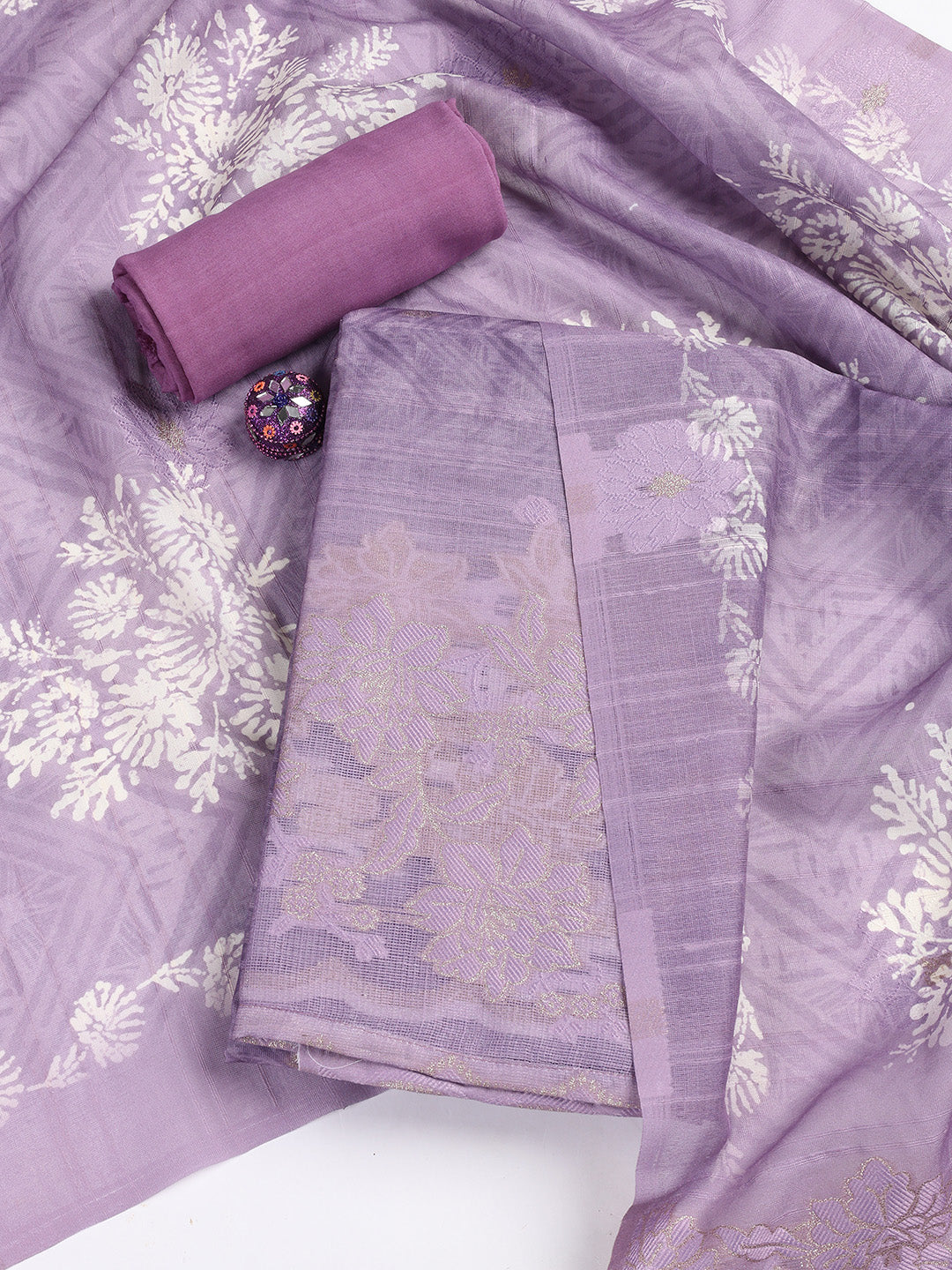 Printed Linen Unstitched Suit Piece With Dupatta