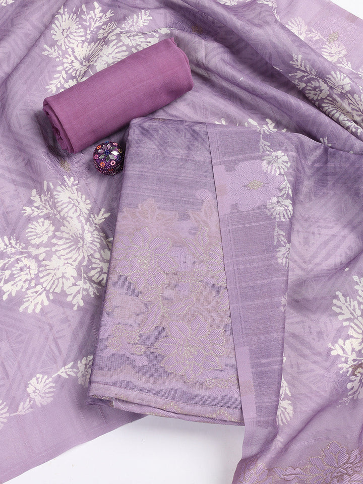 Printed Linen Unstitched Suit Piece With Dupatta