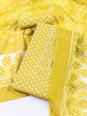 Neck Patti Cotton Blend Unstitched Suit With Dupatta