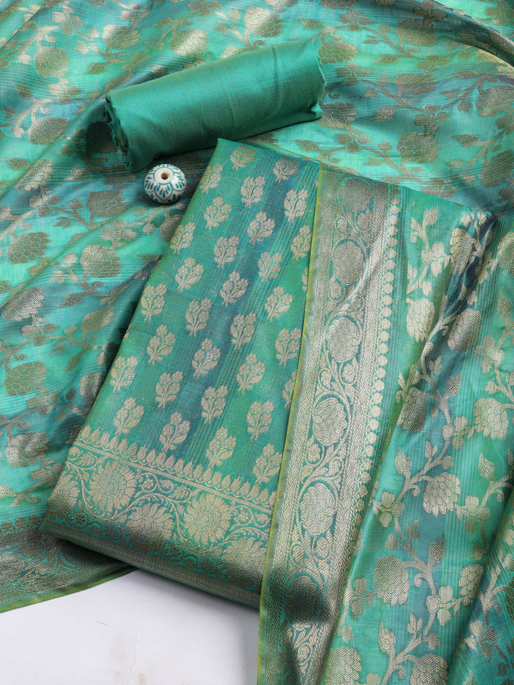 Woven Chanderi Unstitched Suit With Dupatta