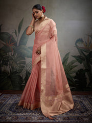 Woven Border Plain Art slik Saree