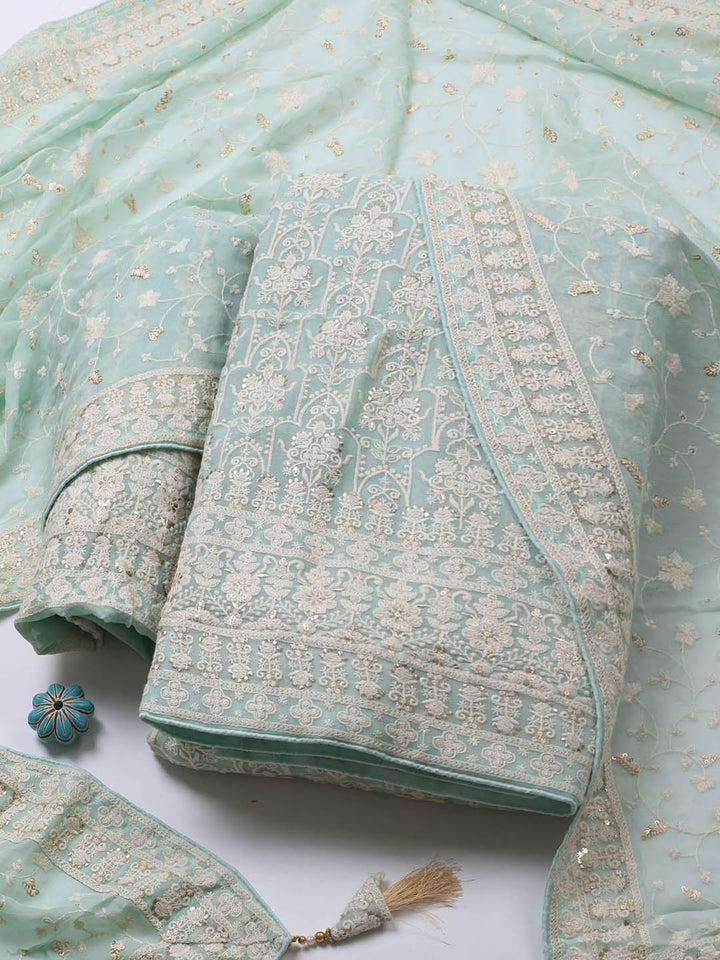 Embroidered Georgette Unstitched Suit Piece With Dupatta