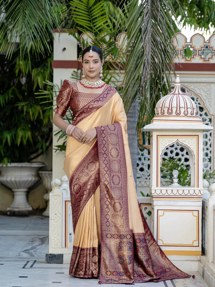 Plain Woven Border Kanjivaram Art Silk Saree