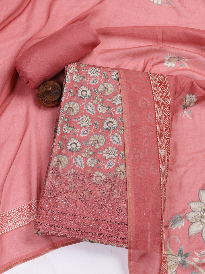 Printed Muslin Unstitched Suit With Dupatta