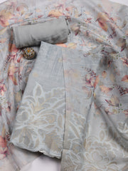 Embroidery Linen Unstitched Suit With Dupatta