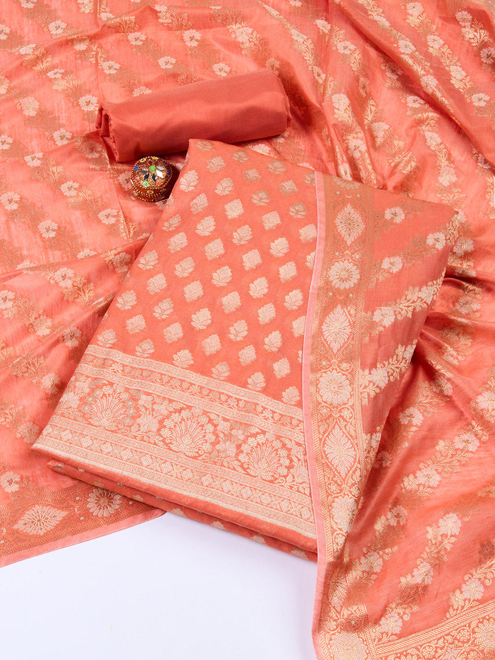 Woven Chanderi Unstitched Suit With Dupatta