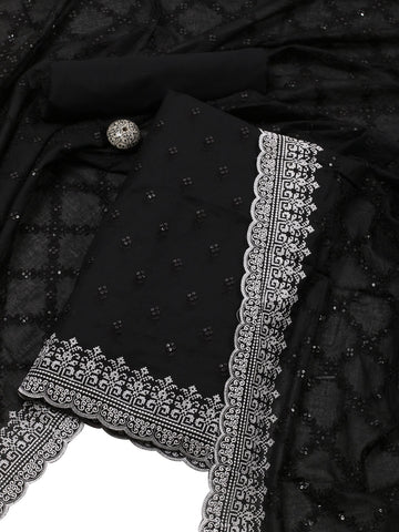 Embroidered Cotton Blend Unstitched Suit With Dupatta