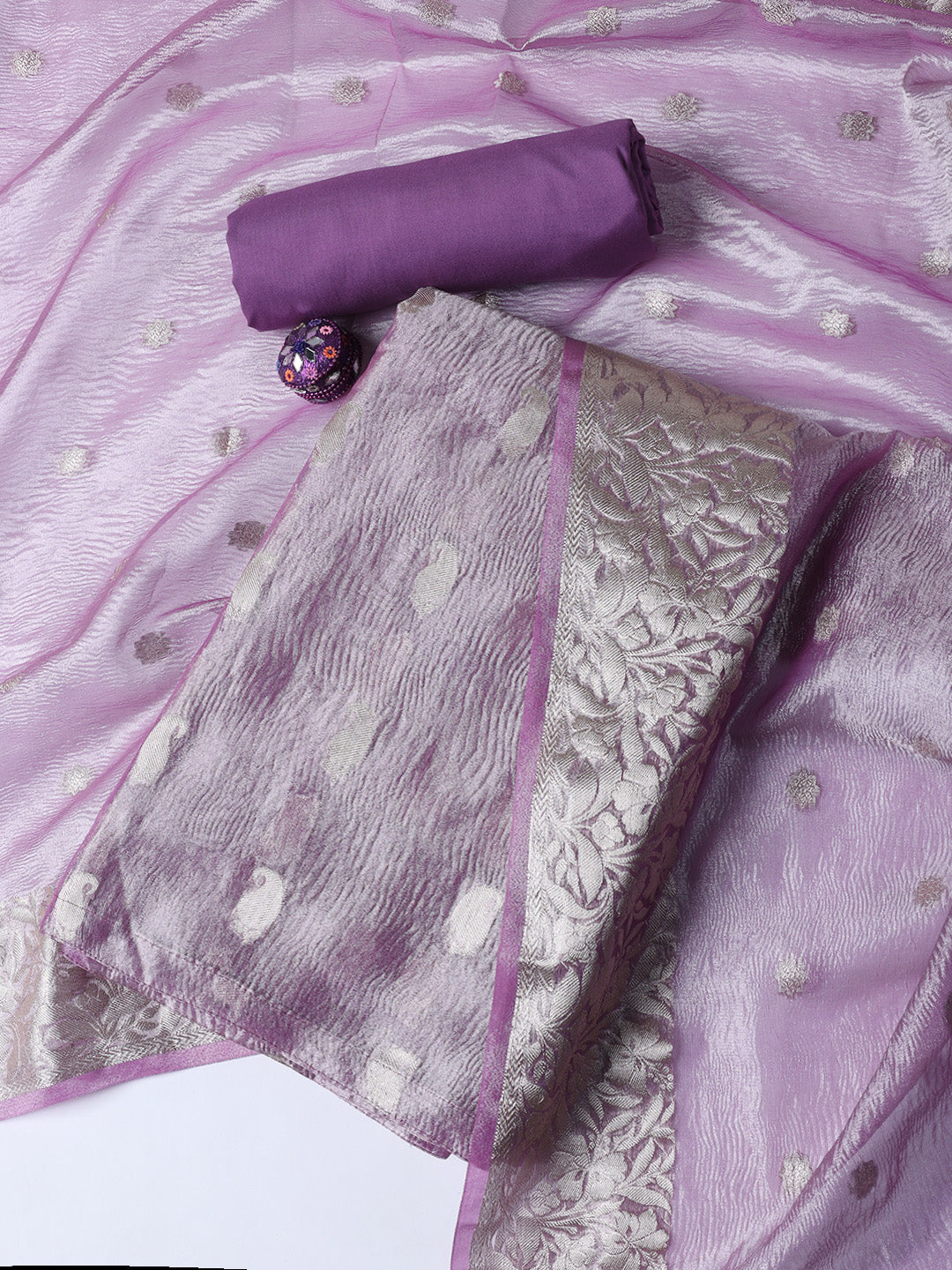 Woven Tissue Unstitched Suit With Dupatta