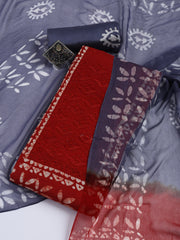 Printed Cotton Blend Unstitched Suit With Dupatta