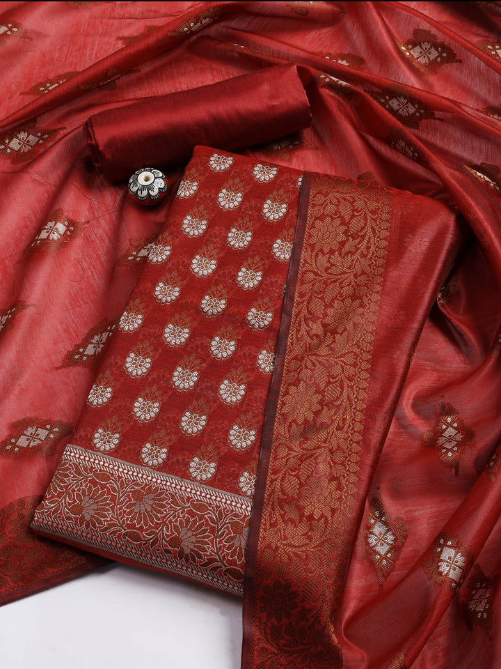 Woven Chanderi Unstitched Suit With Dupatta