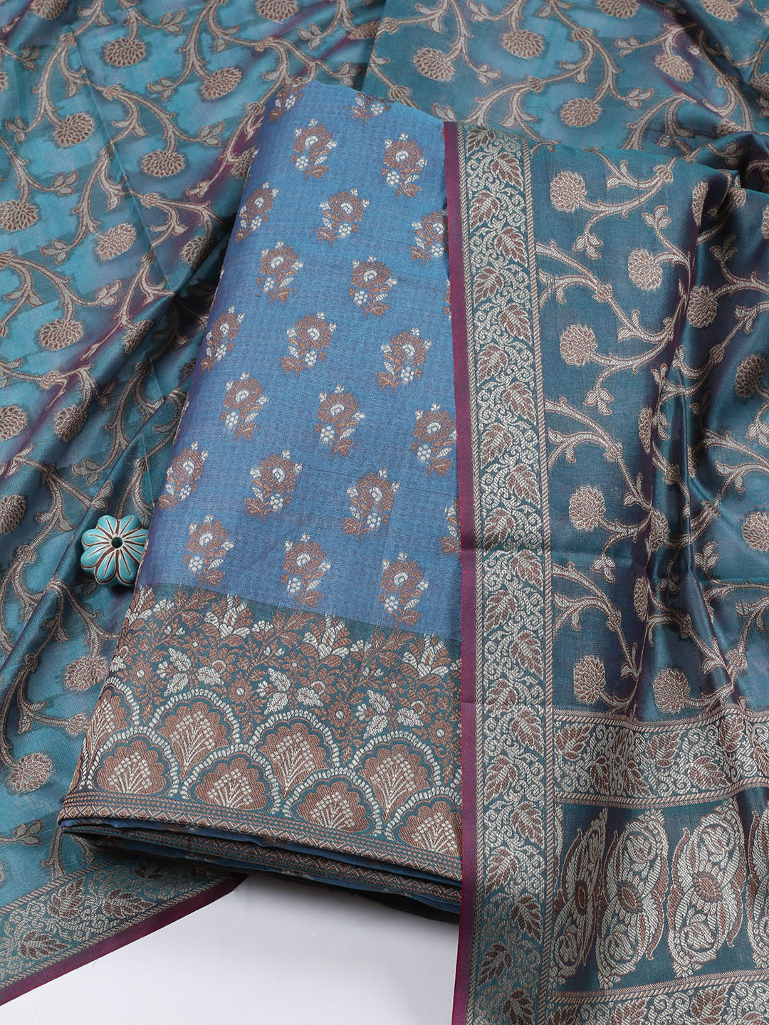 Woven Chanderi Unstitched Suit Piece With Dupatta