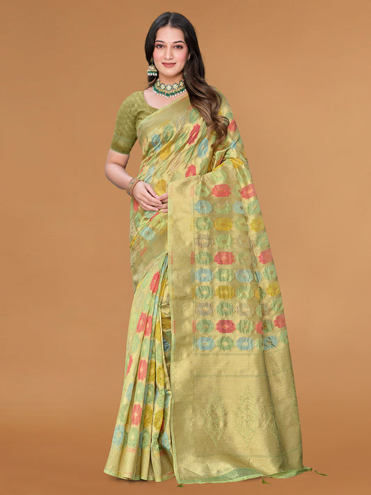 Zari Jaal Cotton Woven Saree