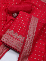 Woven Art Silk Unstitched Suit Piece With Dupatta