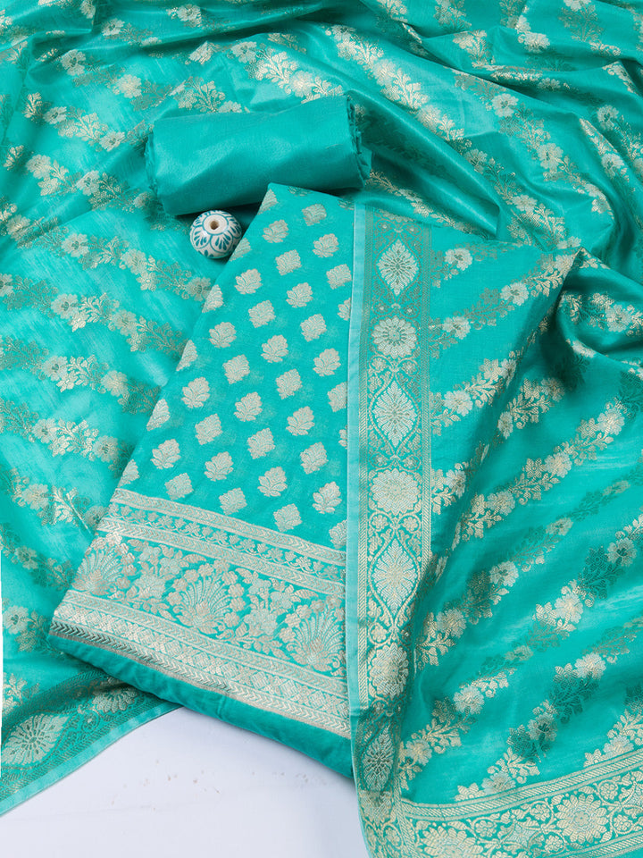 Woven Chanderi Unstitched Suit With Dupatta