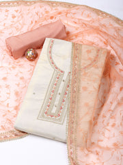 Neck Embroidery Tissue Unstitched Suit With Dupatta