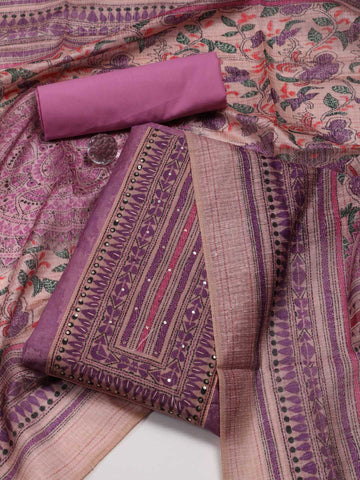 Printed Cotton Blend Unstitched Suit With Dupatta