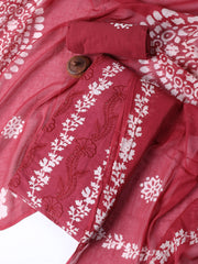 Printed Cotton Blend Unstitched Suit With Dupatta