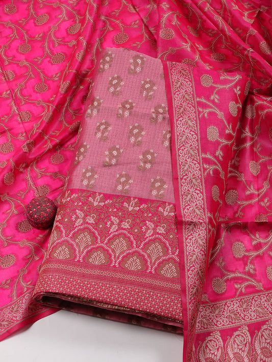 Woven Chanderi Unstitched Suit Piece With Dupatta