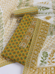 Printed Cotton Blend Unstitched Suit With Dupatta