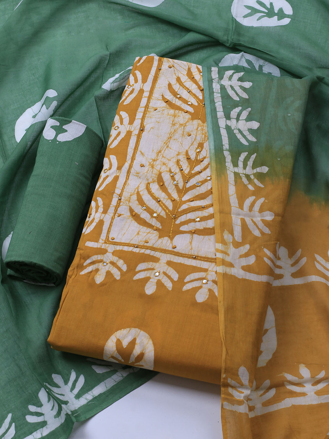 Printed Cotton Blend Unstitched Suit With Dupatta