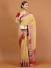 Patola Zari Border Printed Cotton Blend Woven Saree