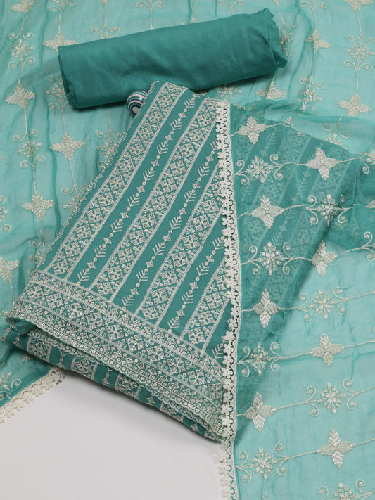 All Over Embroidery Chiffon Unstitched Suit Piece With Dupatta