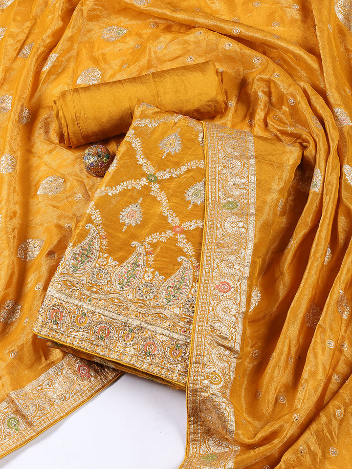 Woven Tissue Unstitched Suit Piece With Dupatta