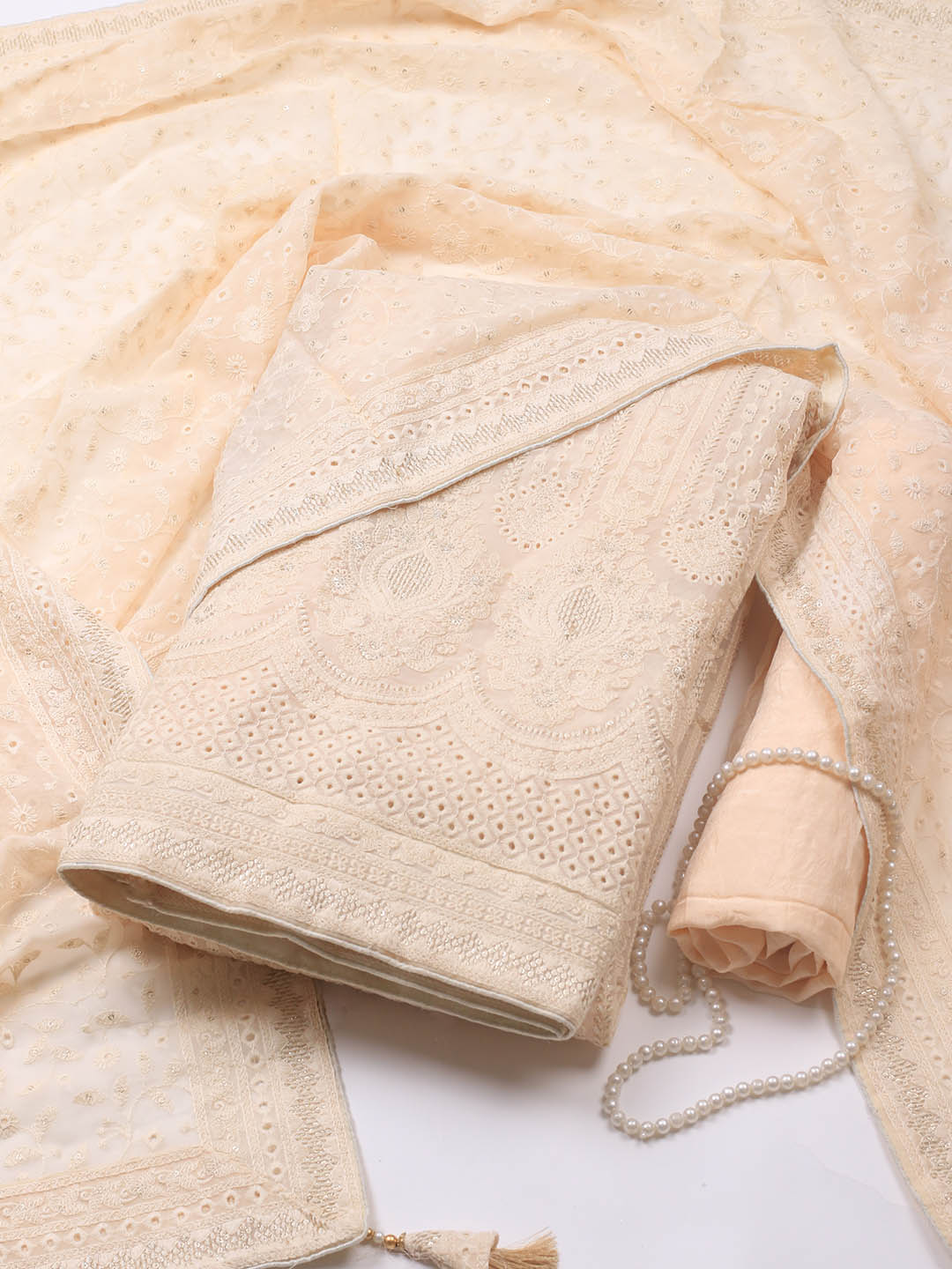 Embroidered Georgette Unstitched Suit Piece With Dupatta