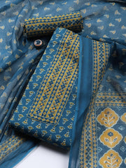 Printed Cotton Blend Unstitched Suit Piece With Dupatta