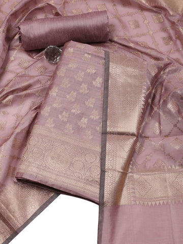 Floral Woven Chanderi Unstitched Suit With Dupatta