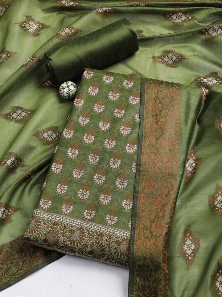 Woven Chanderi Unstitched Suit With Dupatta
