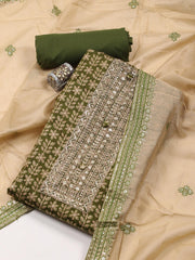 Embroidered Cotton Blend Unstitched Suit Piece With Dupatta