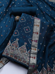 Woven Art Silk Unstitched Suit Piece With Dupatta