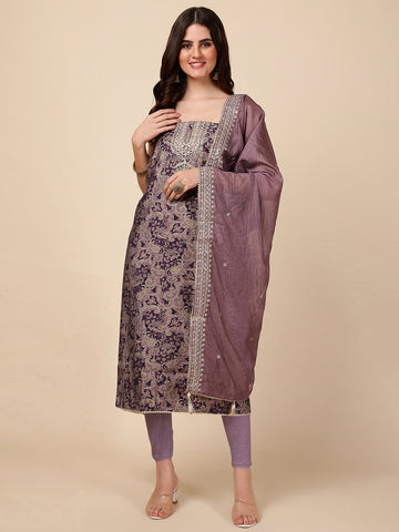 Neck Embroidered Cotton Unstitched Suit Dupatta