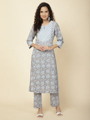 Tropical Printed Cotton Kurta With Pants