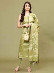 Woven Chanderi Unstitched Suit With Dupatta