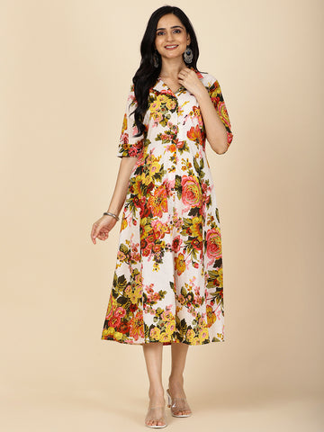 Floral Printed Cotton Dress